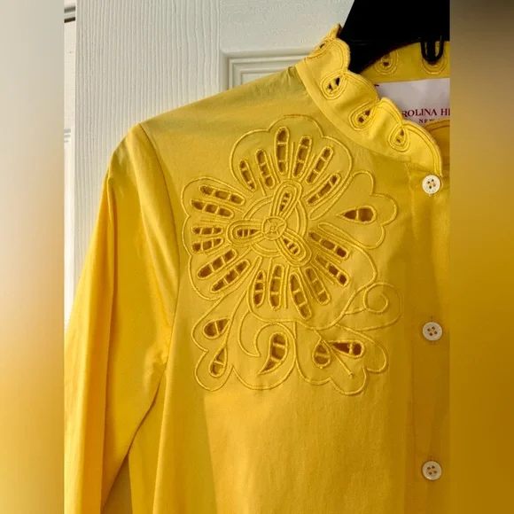 Carolina Herrera Eyelet Embroidered Midi Shirt dress NWT sz 8 - Picture 6 of 13